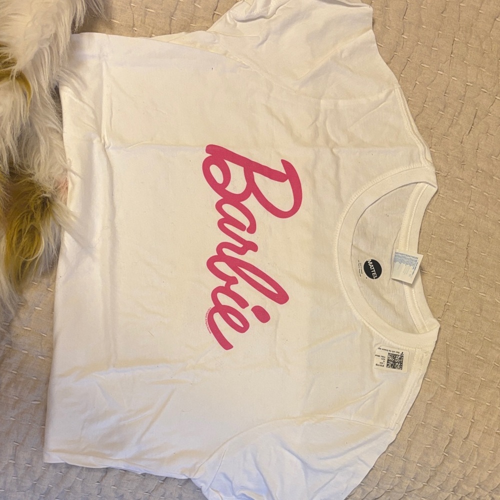 Mattel Barbie White Tee with Pink Logo